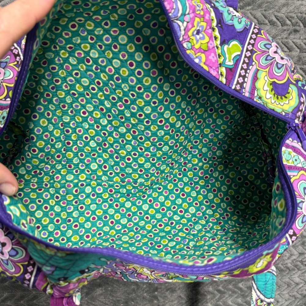 Vera Bradley Duffel Bag Medium Purple Teal Paisley Lilli Bell Travel Bag - Picture 6 of 10